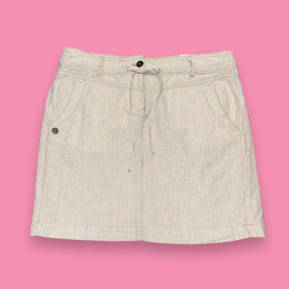 NWT Dalia Linen Blend Striped Boho Beachy Low Rise Pencil Mini Skirt Size 8 - Picture 1 of 6
